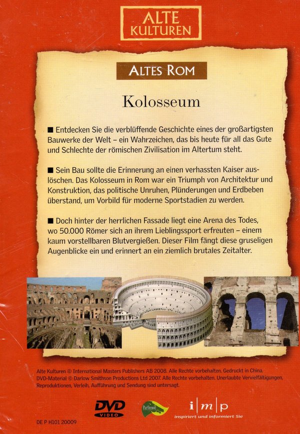 Alte Kulturen - Altes Rom - Kolosseum - Arena des Todes		(Buch + Video DVD)