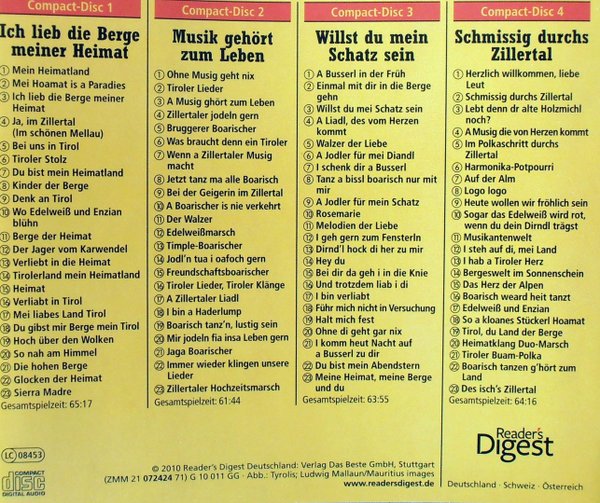 Mit Sang und Klang durchs Zillertal - Fröhliche Musikanten und Ihre schönsten Lieder (4CD-Box)